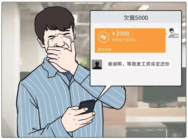 一般操作: 眼含热泪,依依不舍的向对方转账2000元.