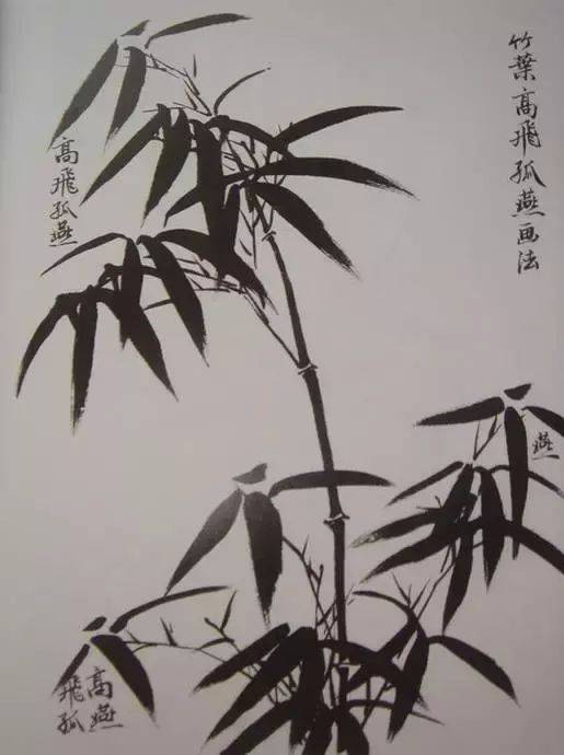 10,竹叶组合画法应注意以下事项 仰叶组织法:叶子交叉角度小于90度.