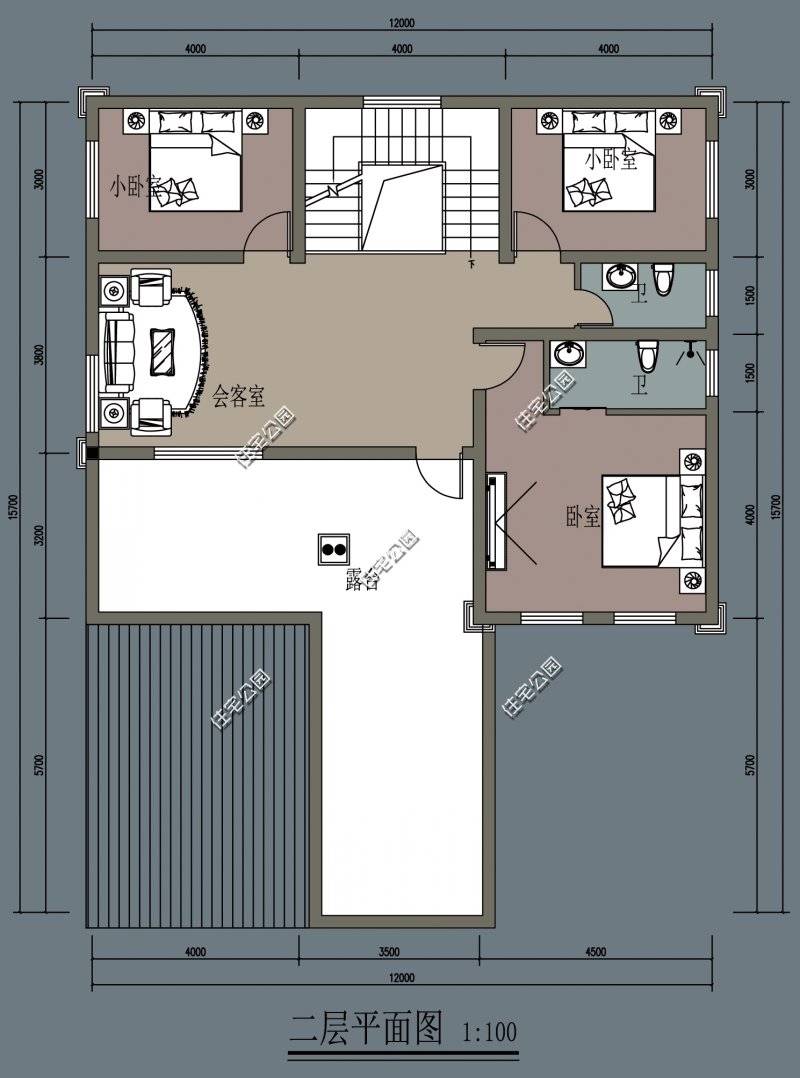 第8套:火炕 大堂屋 柴火灶,16×10米田园风二层住宅,主体预算35万