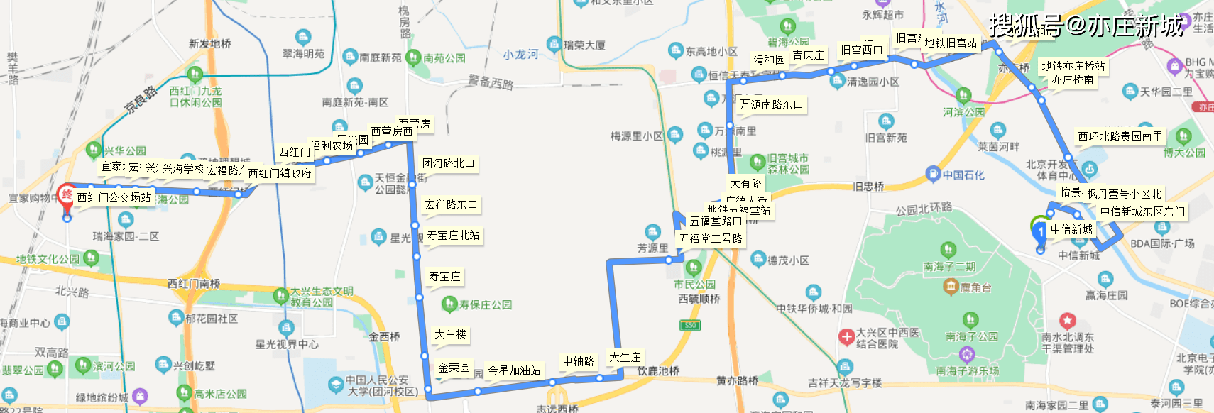 亦庄新开通的"兴42路"公交车路线图已经收录进地图,出行查询线路更