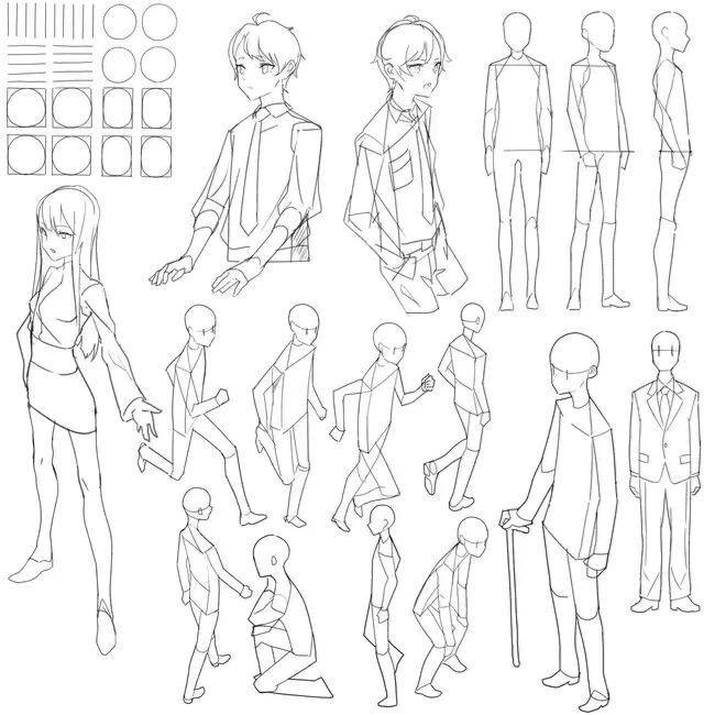 【素材】动漫人体线稿素材