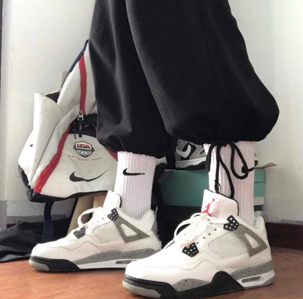 乔丹白水泥 air jordan 4 retro white cement aj4篮球鞋上手