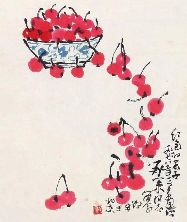 国画名家们画的樱桃,玲珑剔透,色泽诱人