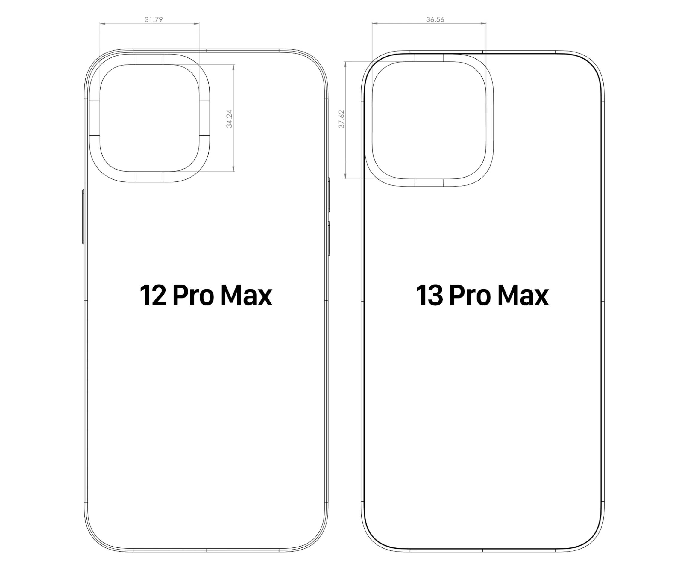 iphone 12 pro max,iphone 13 pro max 除了后置镜头模组趋近于正方形