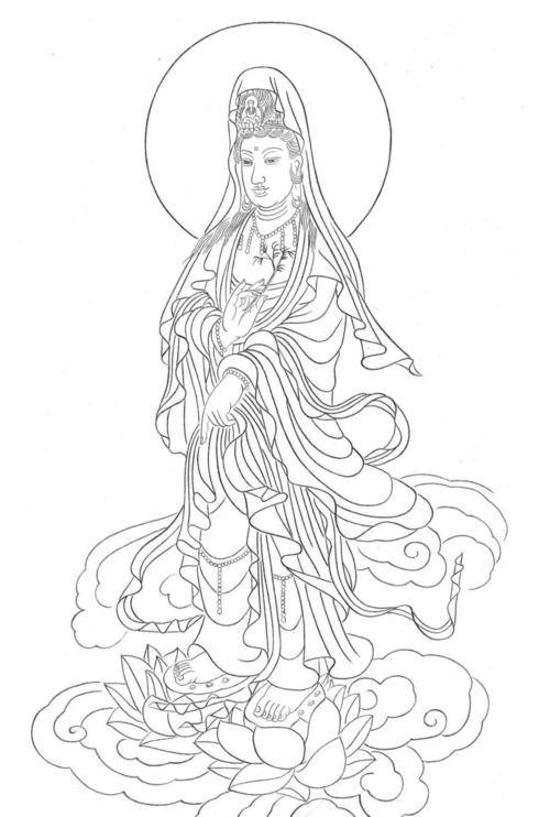 原创佛像白描很难画?初学者从线稿画起来,收藏起来临摹学习