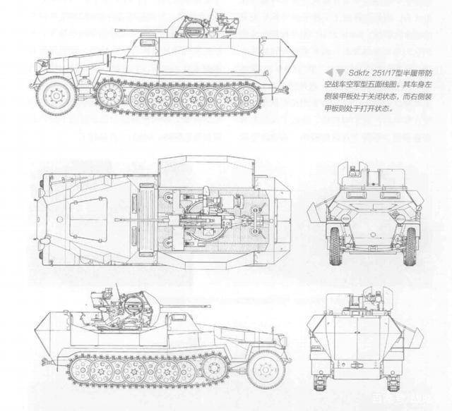 原创德军装甲步兵的"低空壁垒":sdkfz 251/17型半履带防空装甲车