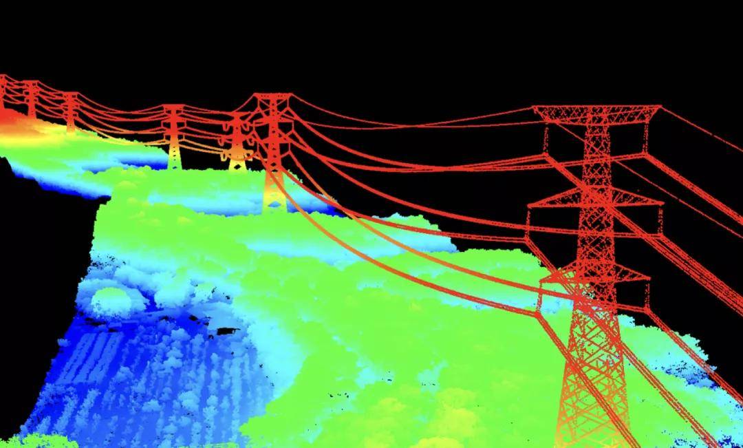 海达数云机载激光测量系统生成的电塔及电线点云数据而机载激光雷达