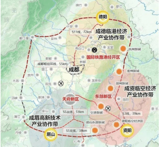 成都外环铁路规划示意|图源成都东进通