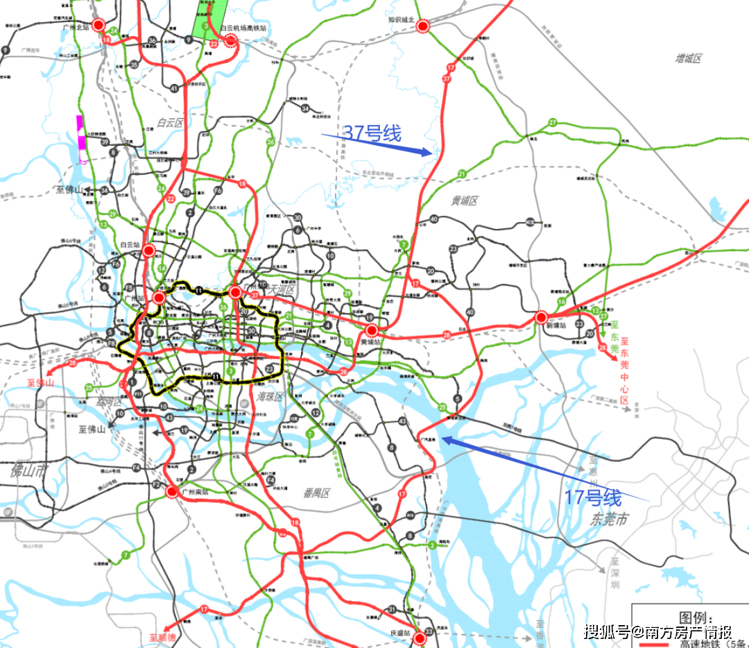 广州53条地铁高清规划图流出!
