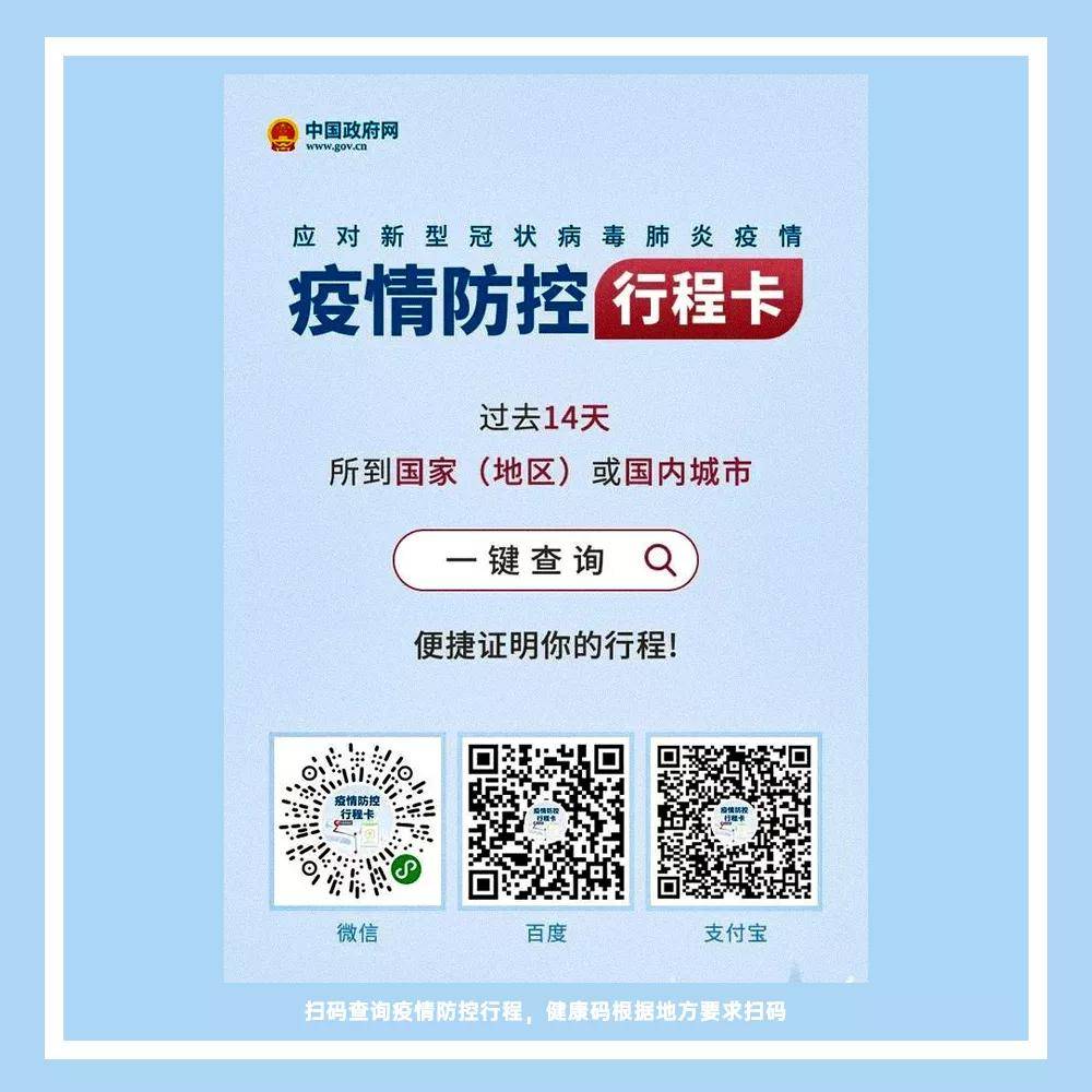 疫情防控行程卡及健康码如须外出,主动出示08不去公共场所,取消旅游不