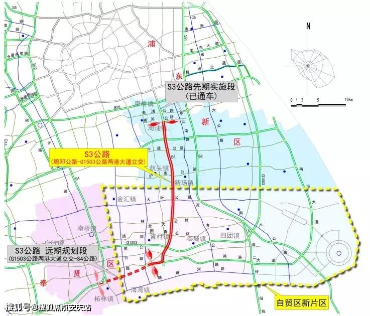 三条高速穿城而过:s3(沪奉高速),g1503(上海绕城高速),g228国道