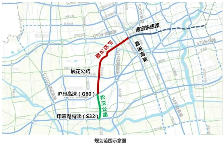 沪松公路快速路规划范围示意图