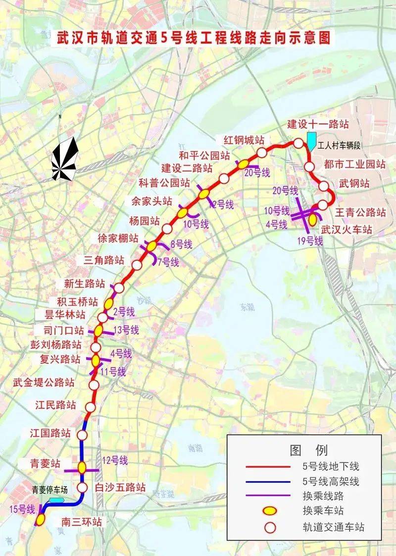 资料图:武汉地铁5号线站点原示意图(未增加黄家湖五街站,黄家湖三街