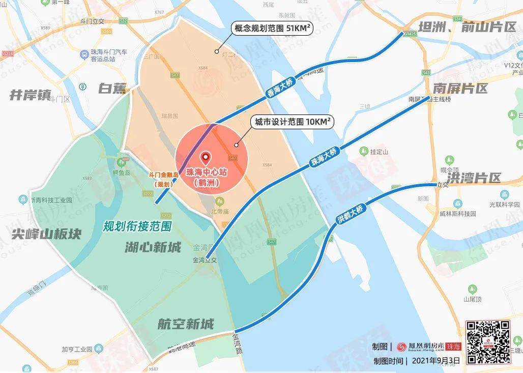 珠海中心站(鹤洲) 选址 位置示意图