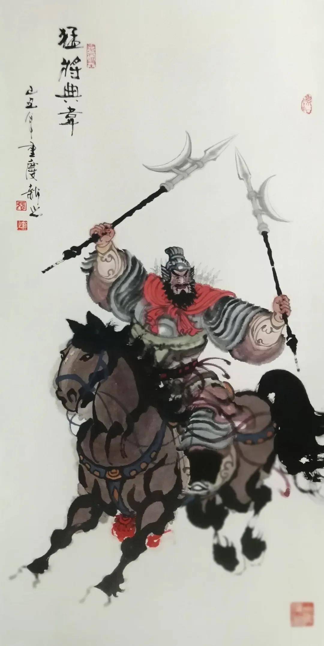原创张新之水墨三国人物画作品欣赏