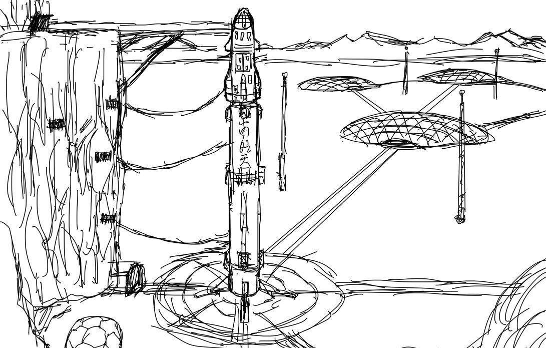 原创发展科技就是保护环境火星发射场绘画过程