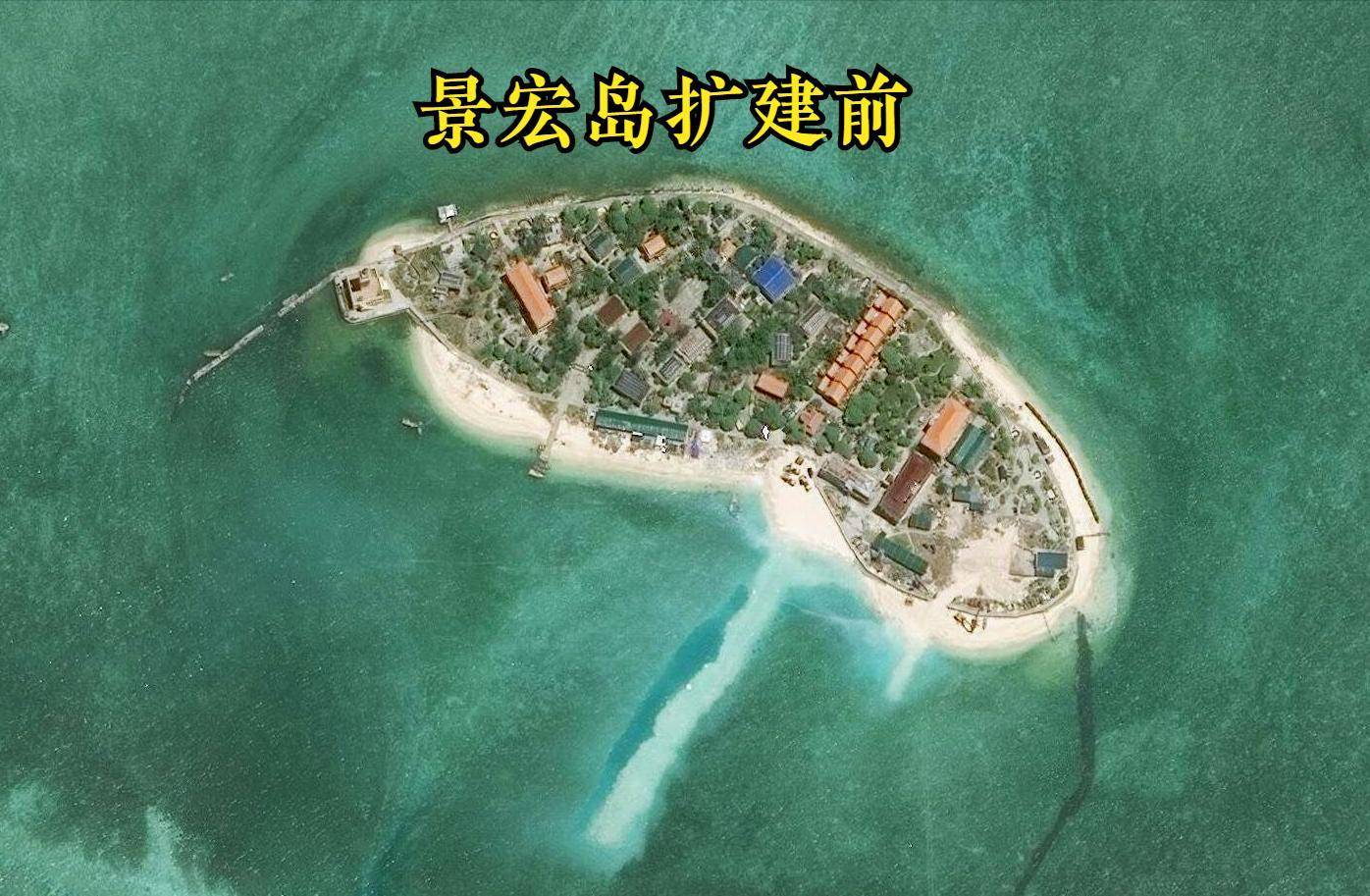 南沙东门岛，面积从380平方米到8万平方米，是昔日永暑礁的十倍