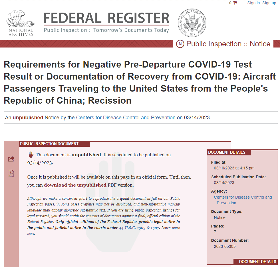 CDC官宣：正式撤销中国赴美旅客的核酸检测要求