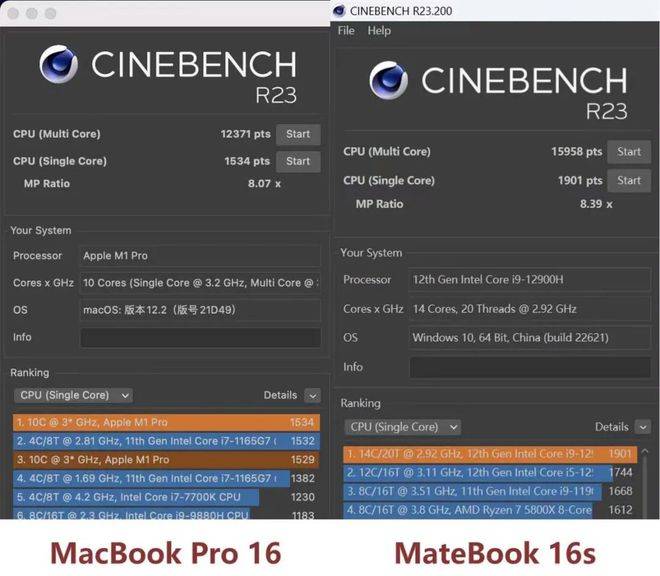 苹果M芯片并不是神话｜华为MateBook 16s VS苹果MacBook Pro 16面临面