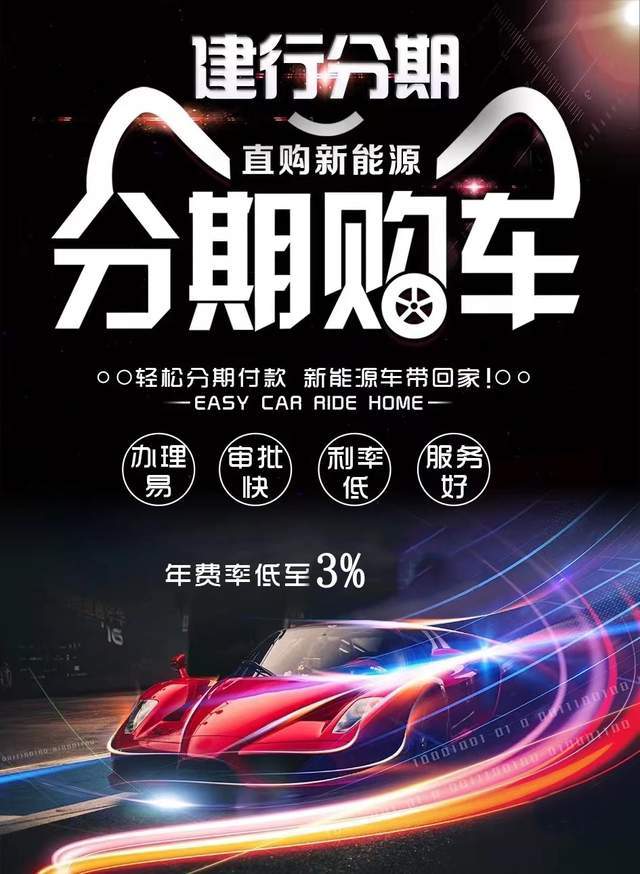 建行分期购新能源汽车，年费率最高仅需3%