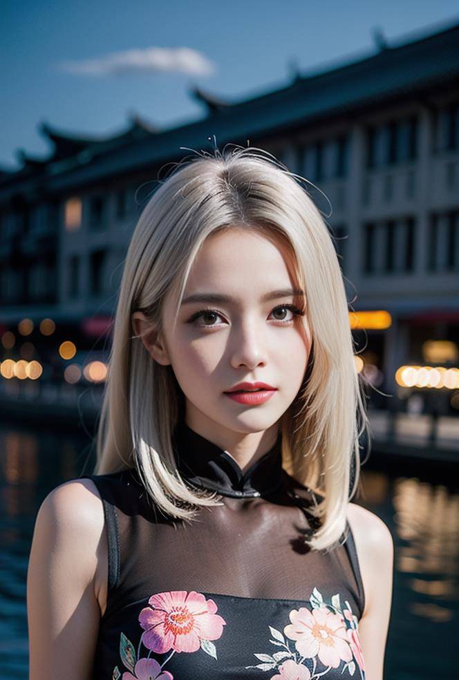 原创花裙子穿在美女身上很好看，颜值很高，身材也很完美
