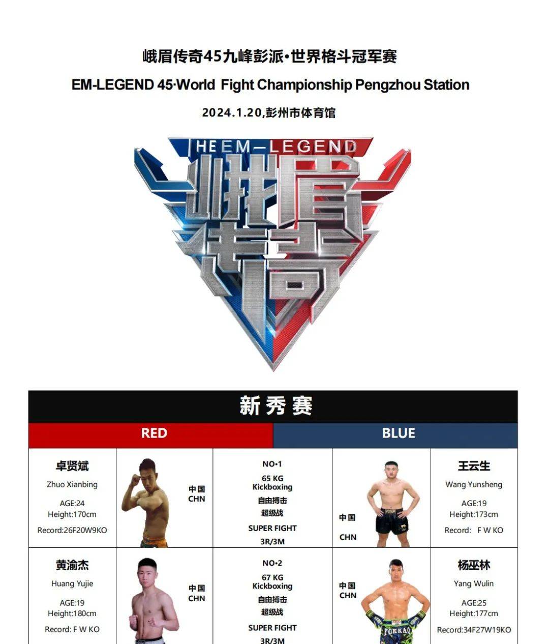 致敬十年：峨眉传奇世界格斗冠军赛45彭州·王者归来 1月20日开赛