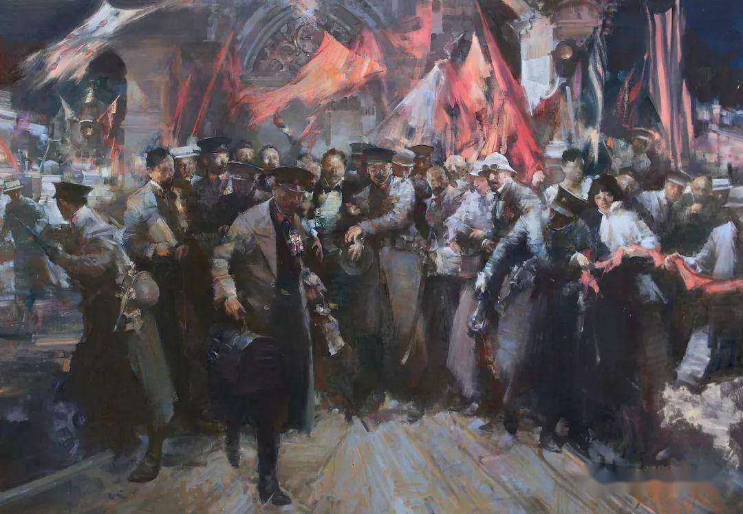 辛亥革命之宋教仁遇刺 布面油画 180×260cm