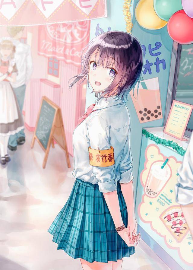插画丨妹子羞涩的回头看你会是什么样的感觉呢