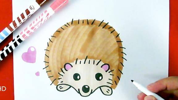 萌娃成长必备:儿童绘画 涂色 可爱小刺猬简笔画 简单易学收了