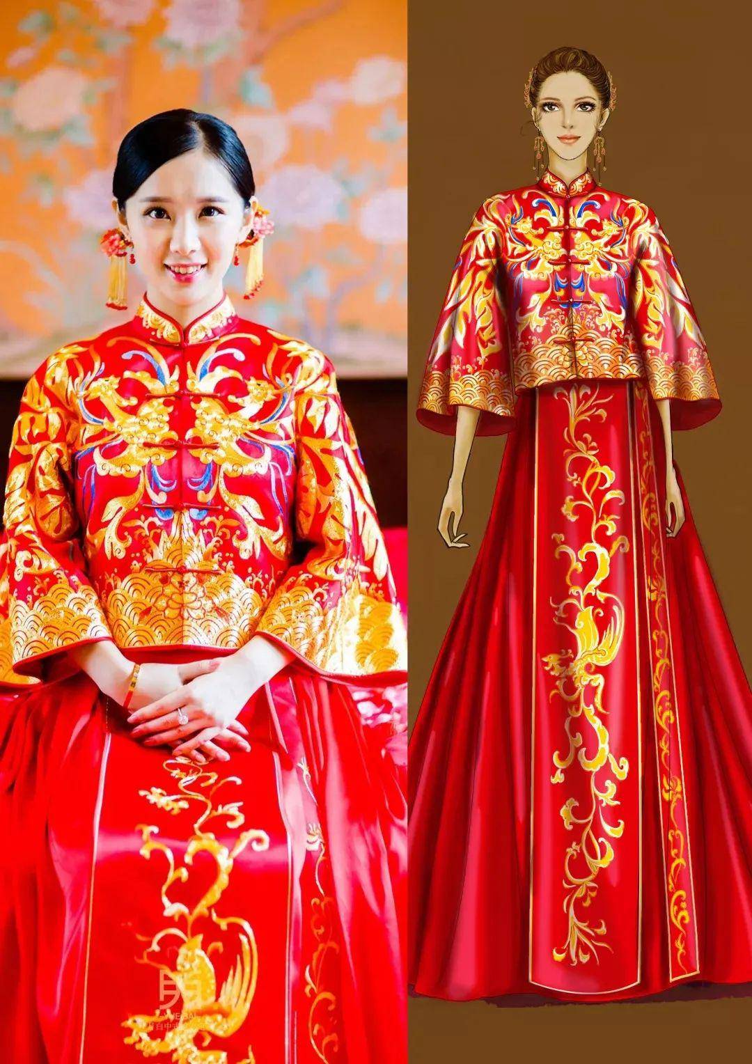 中式婚礼礼服与西式礼服服装效果图