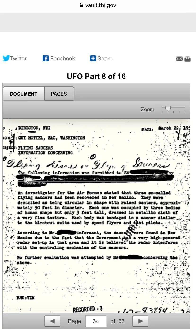 外星人实锤fbi1947年飞碟坠毁事件机密档案公布