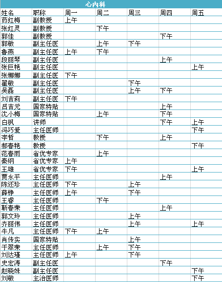 预约挂号丨山医大一院6月门诊出诊表(一)_山西省