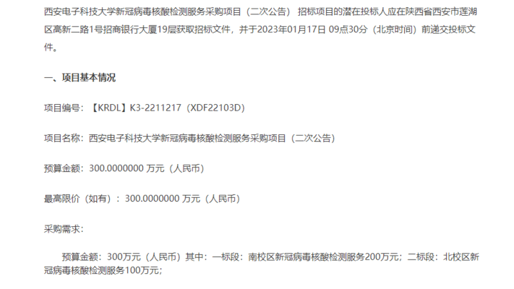 陕西一高校新年花300万采购核酸检测服务,你觉得有必要吗?
