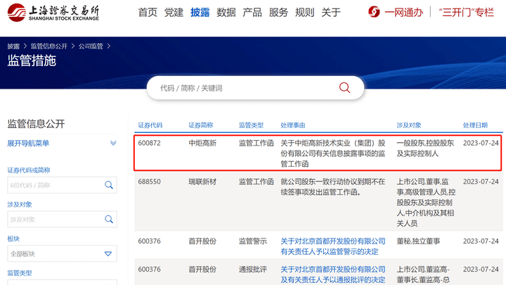 上交所就信披事项向中炬高新发监管工作函,你支持吗?