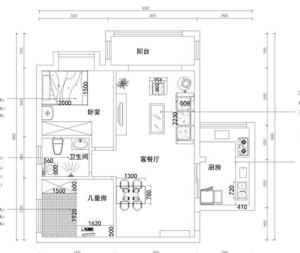 这套房子是81平米两室一厅一厨一卫的户型,客餐厅相连,设计通透明亮