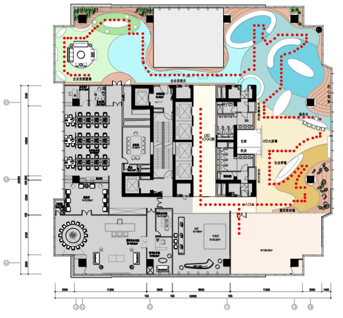 展厅的产品, 人文, 人的交互关系动线图