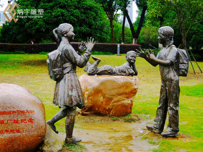 小学生雕塑,校园文化雕塑,铜雕人物