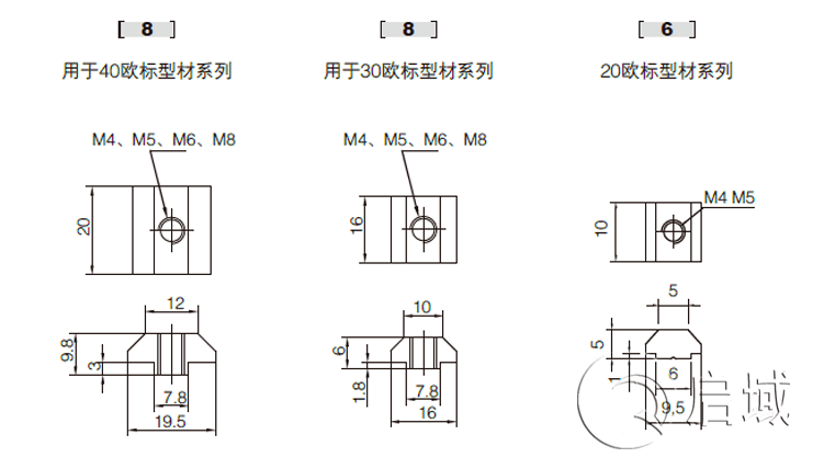 滑块螺母图纸不管是哪种螺母配件,都要搭配螺栓进行固定,才可以实现