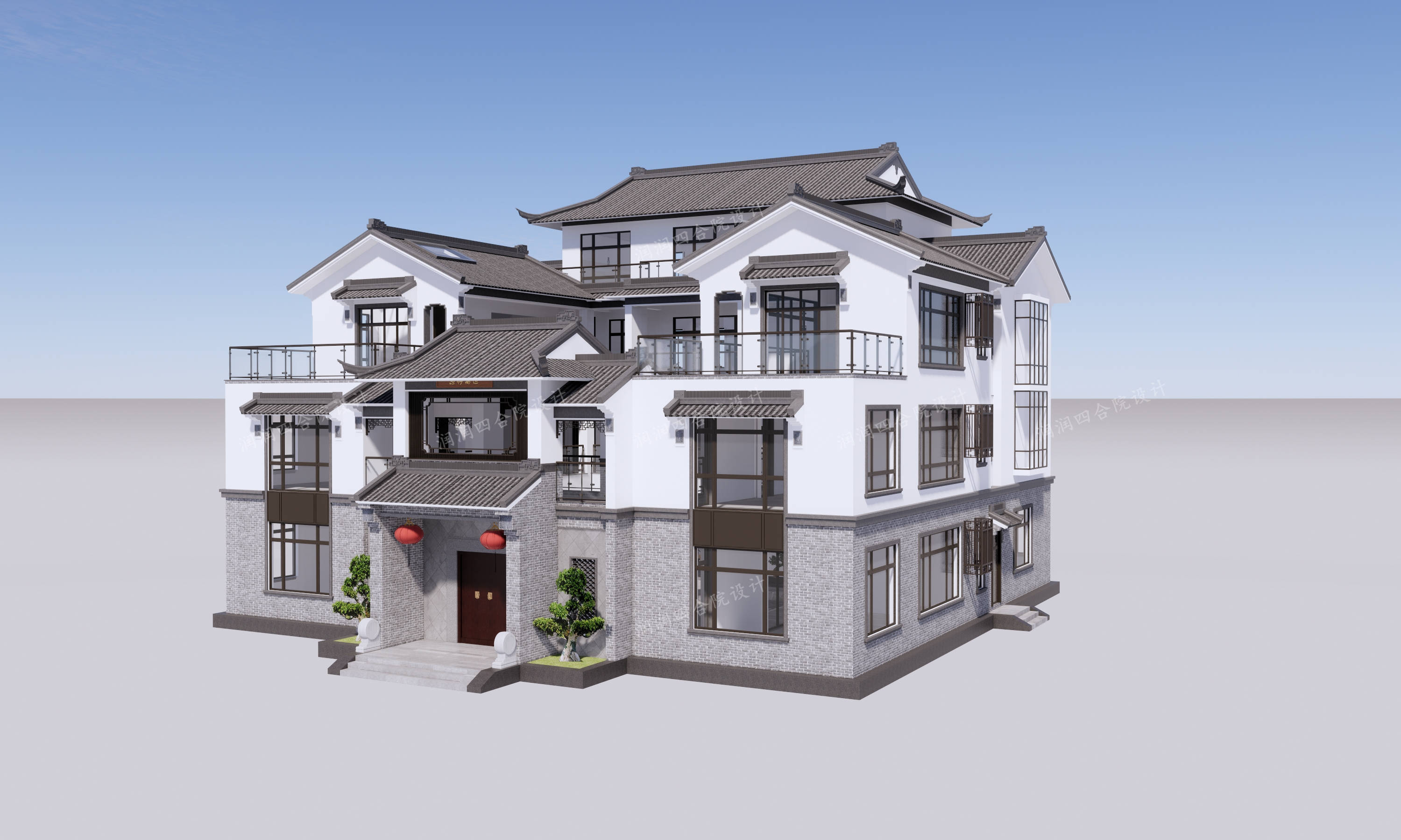 广东老板喜欢的四层四合院22*23,代表了新的中式审美!