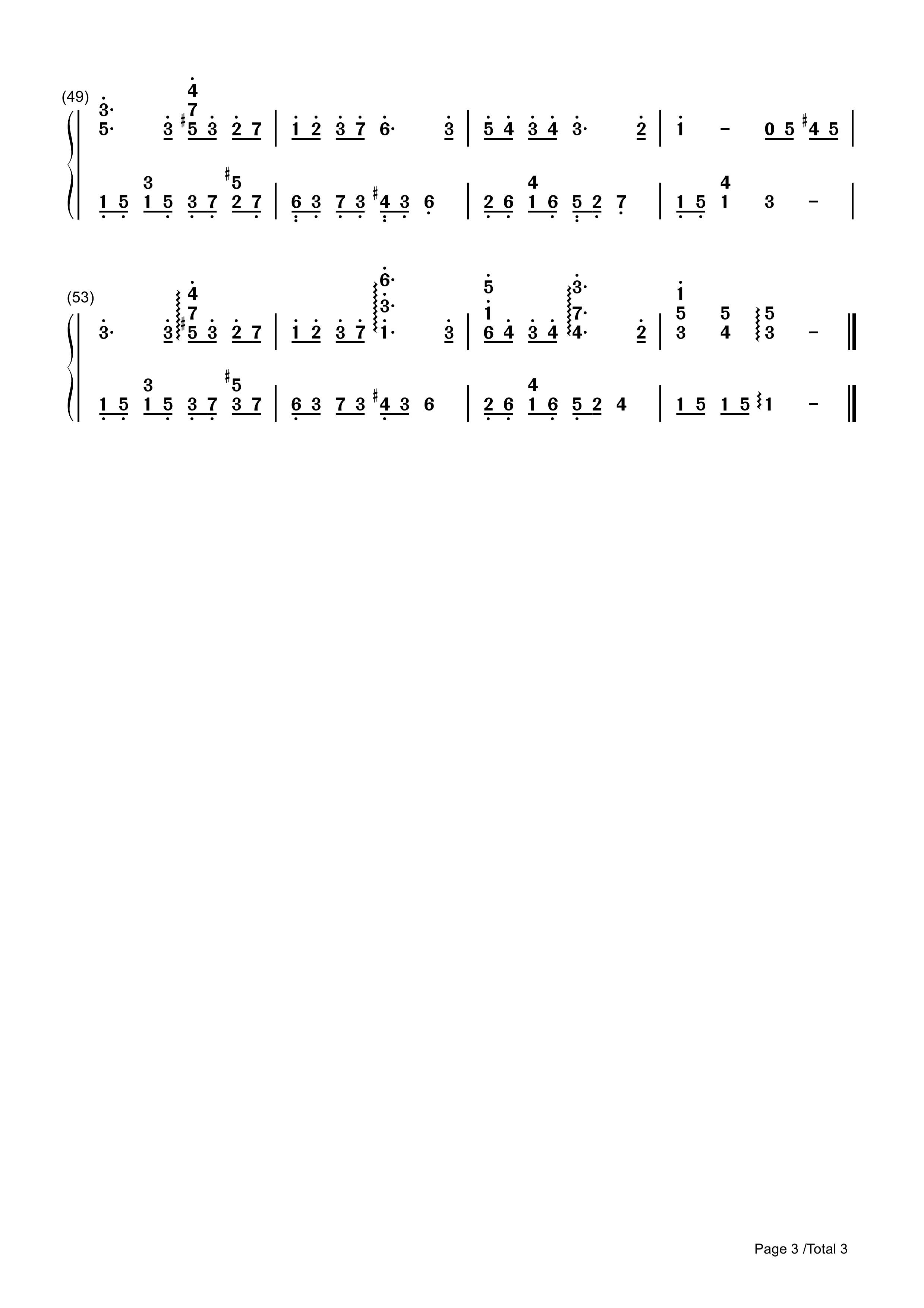 周杰伦 彩虹 钢琴谱 双手 数字 简谱