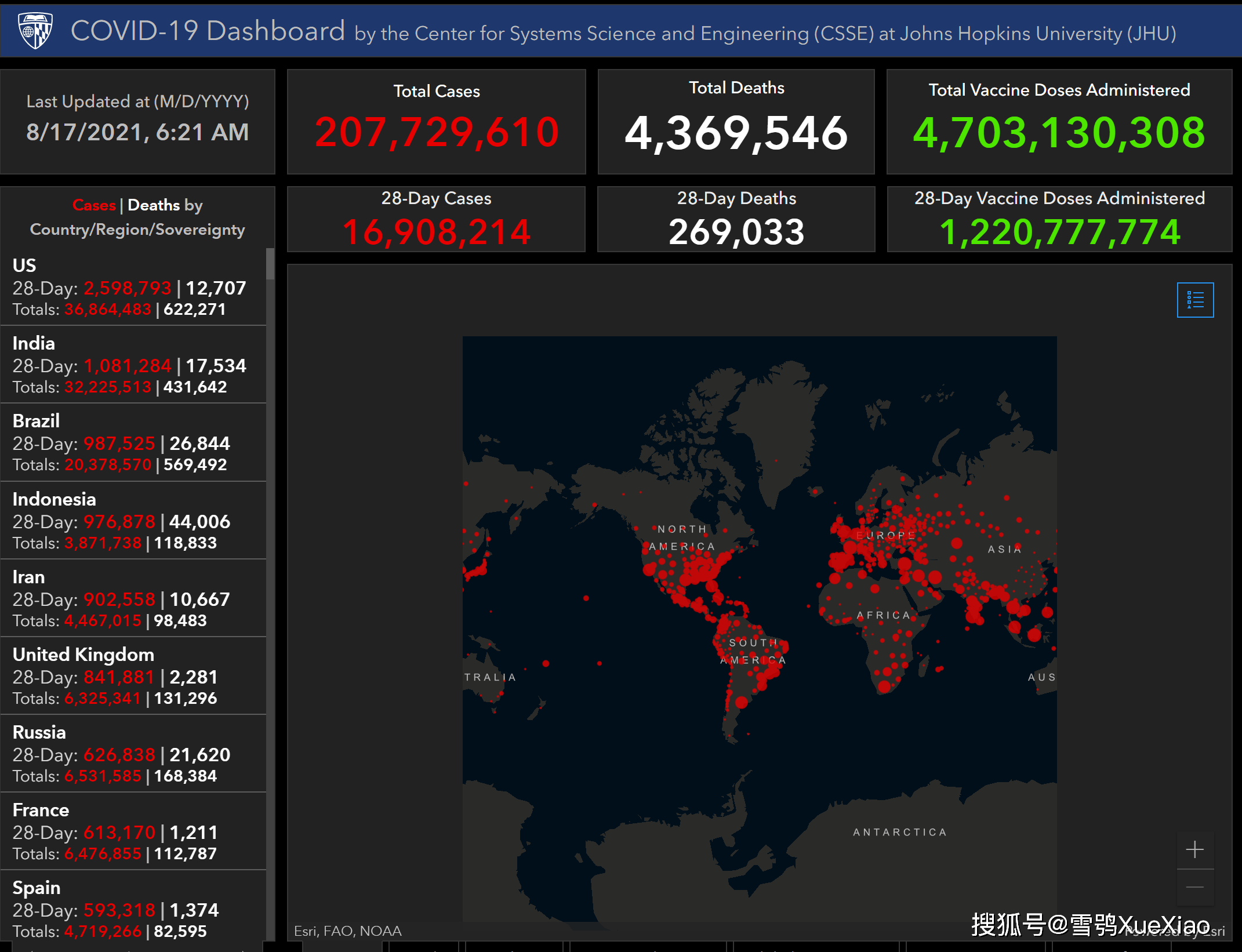全球新冠疫情速览2021.8.17