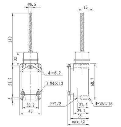 内藏微动开关有双簧片设计结构,机械寿命长■ ip66等级防护,可防水