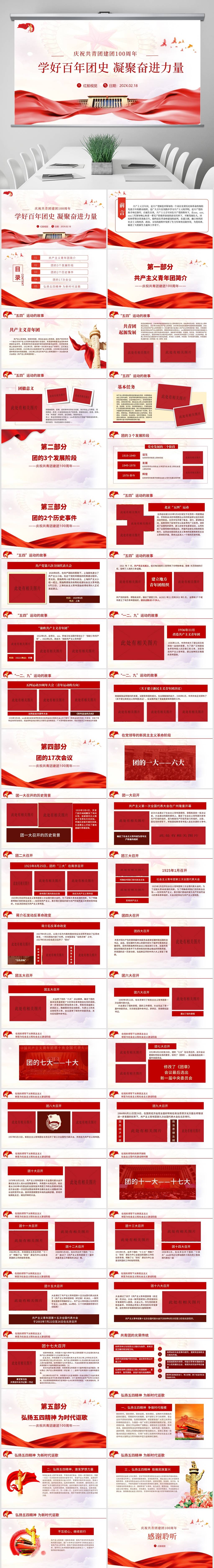 庆祝共青团成立100周年专题团课ppt学好百年团史凝聚奋进力量