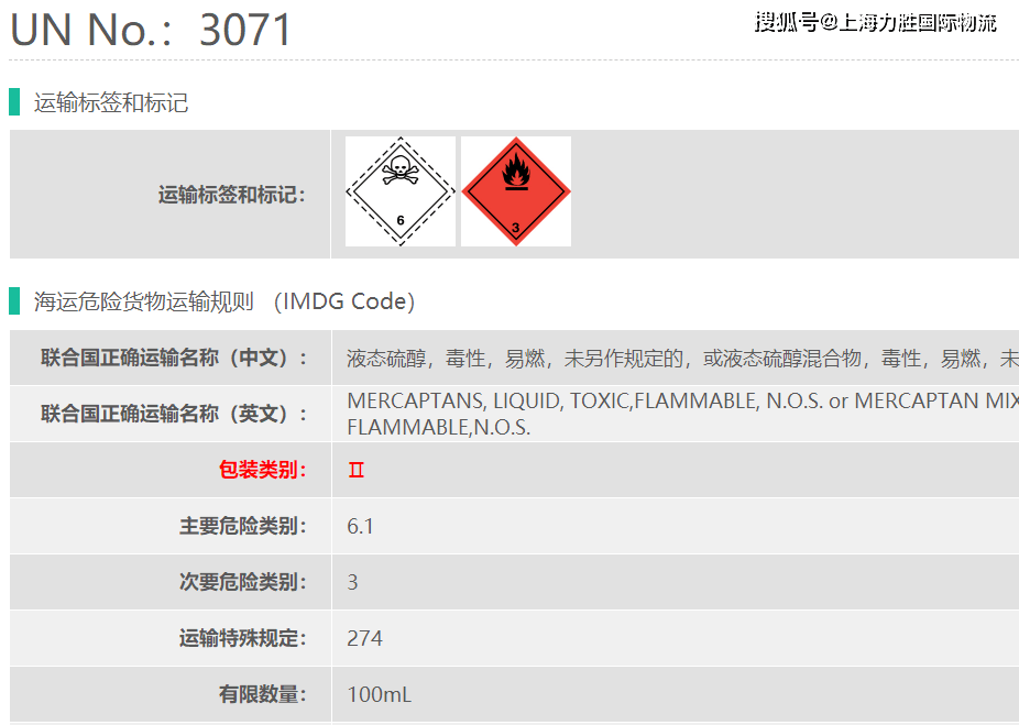 UN3071乙二硫醇危险品货代