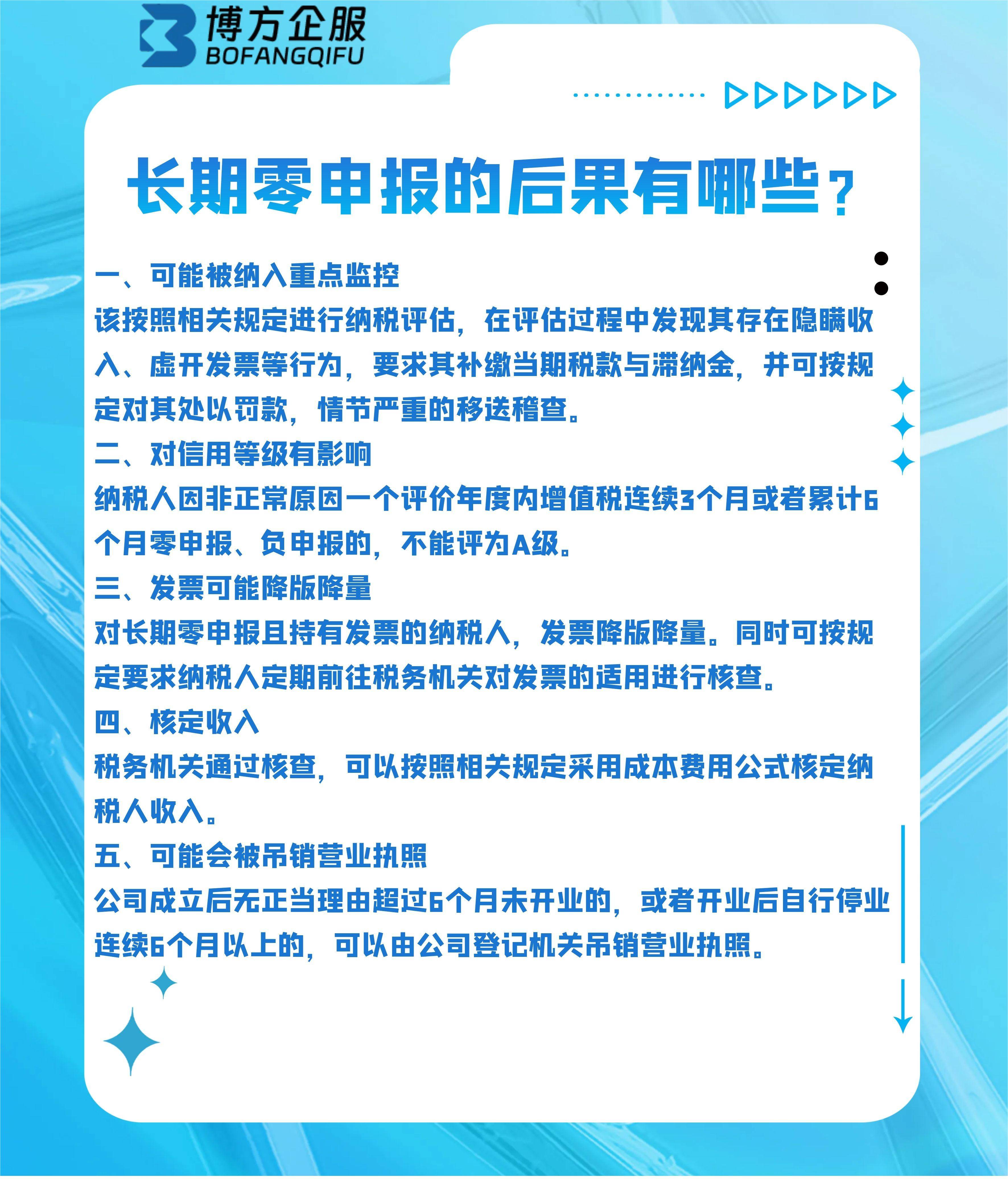 新注册公司长期零申报后果