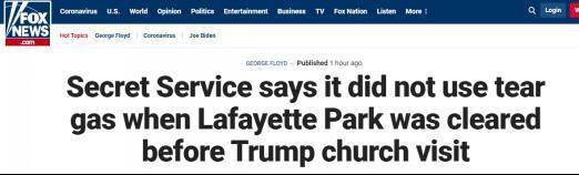 用催泪瓦斯“开路”？特朗普:没有,特勤局:没有