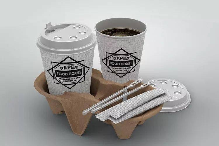 快餐外卖包装盒饮品食品包装纸盒vi贴图样机效果