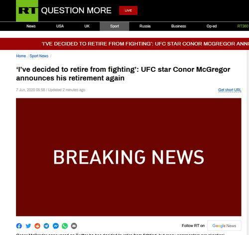 退役|美国UFC明星康纳·麦格雷戈再次宣布退役：我决定退出战斗