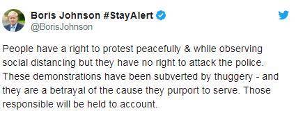 活动|伦敦多名警察遇袭，约翰逊怒批：抗议已被“暴行”颠覆，将追究责任