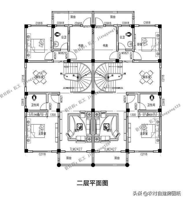 4款小户型双拼别墅开间仅15米简约大气适合建在农村